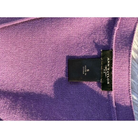 Ann Taylor SZ S Lilac Purple Wool Blend Button Down Cardigan Sweater - Picture 2 of 6